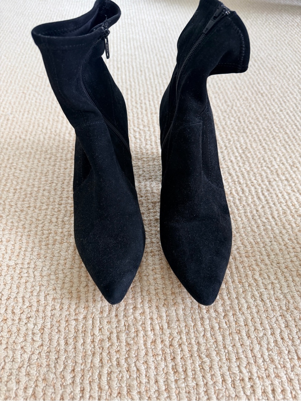 Loeffler Randall Black Pointed Toe Ankle Stretch Boots